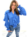 BLUE - 'KARIN' - ALL OVER RUFFLE BLOUSE