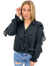 BLACK - 'KARIN' - ALL OVER RUFFLE BLOUSE