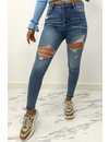 LAULIA - BLUE - SUPER HIGH WAIST RIPPED SKINNY JEANS - 254