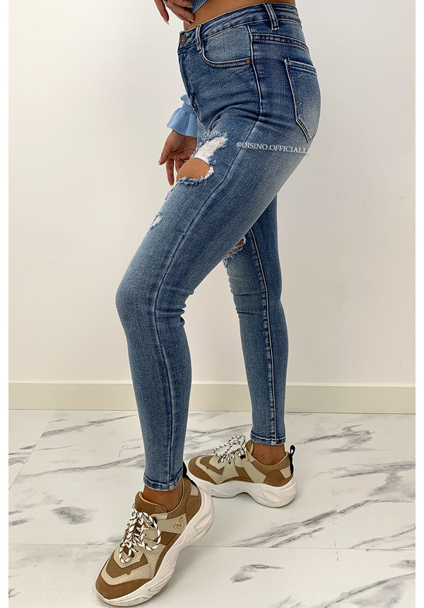 LAULIA - BLUE - SUPER HIGH WAIST RIPPED SKINNY JEANS - 254