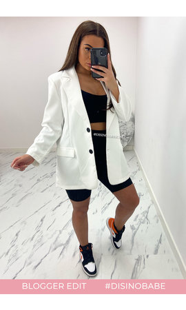 WHITE - 'DIDI' - OVERSIZED BOYFRIEND BLAZER