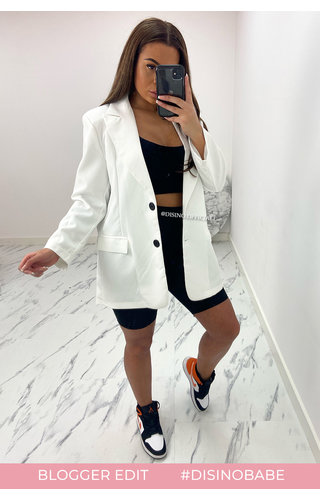 WHITE - 'DIDI' - OVERSIZED BOYFRIEND BLAZER 