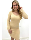 BEIGE - 'TALIA' - RIBBED BASIC DRESS