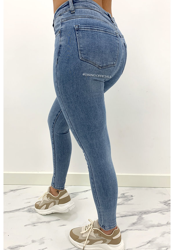 REDIAL - LIGHT BLUE - PERFECT BASIC HIGH WAIST SKINNY JEANS - 5913