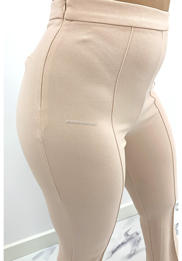 BEIGE - 'NORAH' - SUPER HIGH WAIST FLARED PANTS