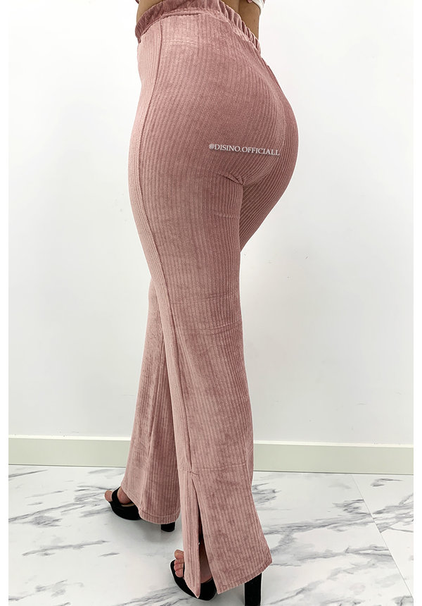 PINK - 'MEGHAN FLARE' - PREMIUM QUALITY VELVET SPLIT FLARE