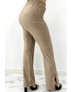 BEIGE - 'MEGHAN FLARE' - PREMIUM QUALITY VELVET SPLIT FLARE