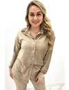 BEIGE - 'MEGHAN BLOUSE' - PREMIUM QUALITY VELVET BLOUSE