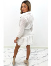 WHITE - 'TAMARA' - BRODERIE LACE SHORT SLEEVE DRESS