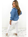 BLUE - 'SAMIRA' - DENIM LOOK RUFFLE BLOUSE