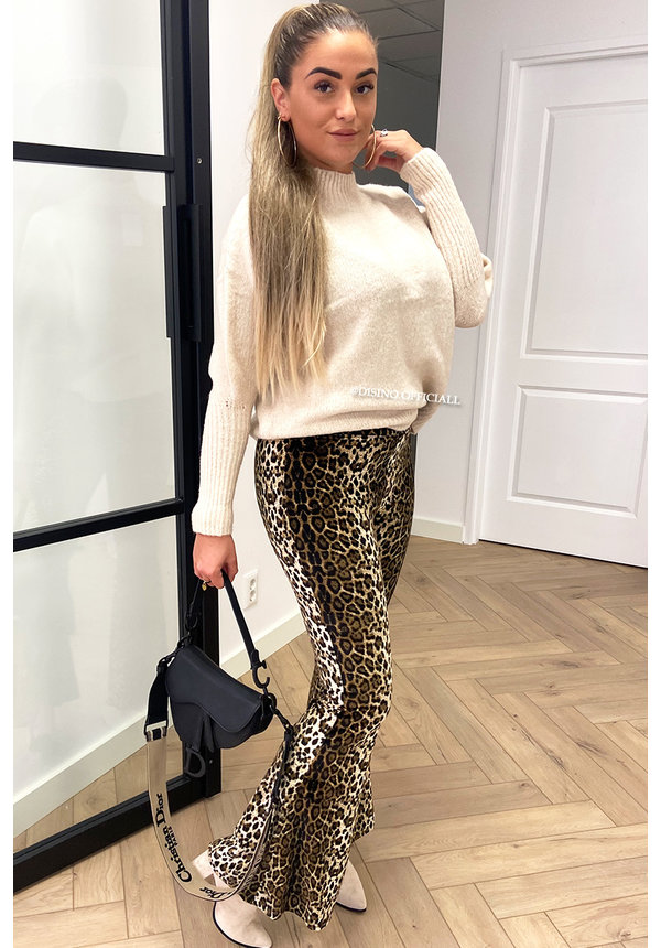 LEOPARD - 'JAINY VELVET' - VELVET LEOPARD FLARED PANTS