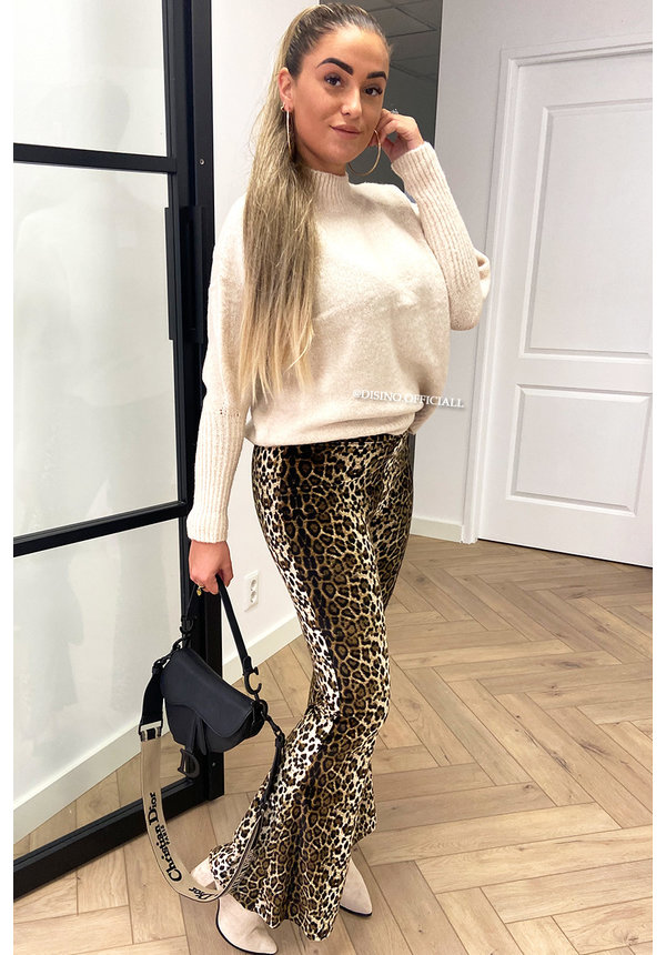 LEOPARD - 'JAINY VELVET' - VELVET LEOPARD FLARED PANTS