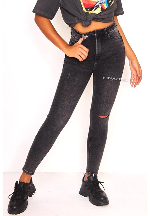 QUEEN HEARTS JEANS - DARK GREY - PERFECT SKINNY HIGH WAIST - 837