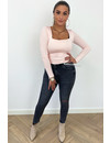 PINK - 'NICOLE SQUARE' - PERFECT FIT LONG SLEEVE TOP