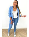 LIGHT BLUE - 'LINA SHORT' - PERFECT RUCHED SLEEVE BLAZER