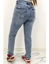 QUEEN HEART JEANS - WHITE WASH BLUE - STRETCH MUM JEANS - 3262