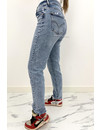 QUEEN HEART JEANS - WHITE WASH BLUE - STRETCH MUM JEANS - 3262