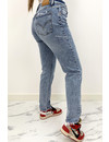 QUEEN HEART JEANS - WHITE WASH BLUE - STRETCH MUM JEANS - 3262