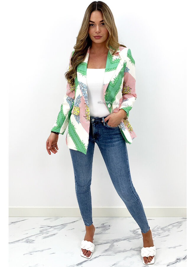WHITE - 'VERO BLAZER' - COLORFULL INSPIRED CHAIN BLAZER
