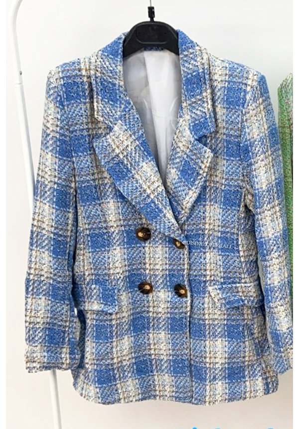 BLUE - 'OLIVIA' - DOUBLE BREASTED TWEED JACKET