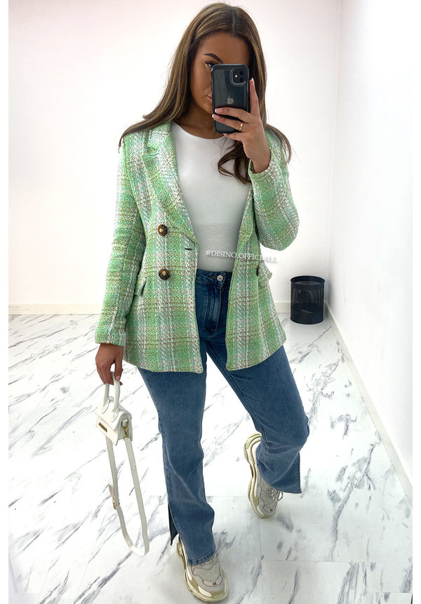 BLUE - 'OLIVIA' - DOUBLE BREASTED TWEED JACKET