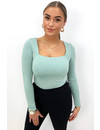 MINT GREEN - 'NICOLE SQUARE' - PERFECT FIT LONG SLEEVE TOP