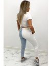 QUEEN HEART JEANS - TWO TONE JEANS - STRETCH MUM JEANS - 035