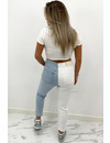 QUEEN HEART JEANS - TWO TONE JEANS - STRETCH MUM JEANS - 035