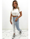 QUEEN HEART JEANS - TWO TONE JEANS - STRETCH MUM JEANS - 035