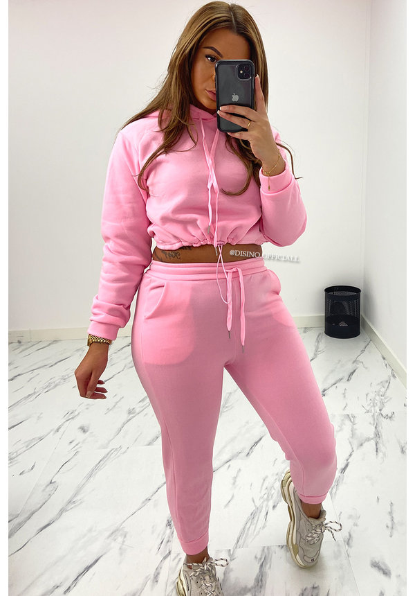 CANDY PINK - 'STEFFANIE' - CROPPED JOGGER SET