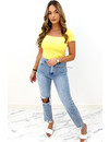 YELLOW - 'SHORT NICOLE SQUARE' - PERFECT FIT SHORT SLEEVE TOP