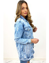 WHITEWASH BLUE - 'KELLY DENIM JACK' - LONG DESTROYED DENIM JACKET