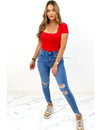 QUEEN HEARTS JEANS - BLUE - PERFECT FIT DESTROYED HIGH WAIST - 066