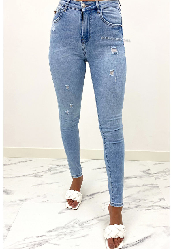 QUEEN HEARTS JEANS - LIGHT BLUE - PERFECT HIGH WAIST JEANS - 907