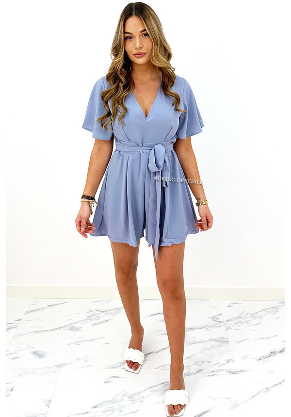 BLUE - 'IRIS' - RUFFLE PLAYSUIT