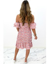 PINK - 'DAISY' - FLORAL OFF SHOULDER RUFFLE DRESS