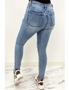 QUEEN HEARTS JEANS - WHITE WASH BLUE - HIGH WAIST RIPPED SKINNY JEANS  - 869