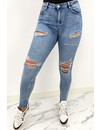 QUEEN HEARTS JEANS - WHITE WASH BLUE - HIGH WAIST RIPPED SKINNY JEANS  - 869