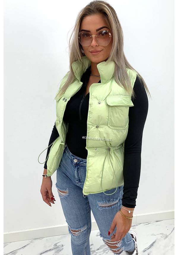 GREEN - 'AMILA V2' - LIGHT WEIGHT CARGO PUFFER BODYWARMER