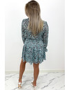 TURQUOISE - 'LUCYA' - LEOPARD RUFFLE DRESS