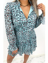 TURQUOISE - 'LUCYA' - LEOPARD RUFFLE DRESS