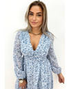 BLUE - 'BRYANNE' - FLORAL BUTTON UP A-LINE DRESS