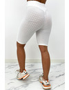 WHITE - 'WAFFLE BIKER' - PREMIUM QUALITY EXTRA BOOTY BIKER SHORT