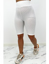 WHITE - 'WAFFLE BIKER' - PREMIUM QUALITY EXTRA BOOTY BIKER SHORT