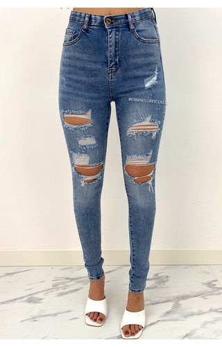 LAULIA - LIGHT BLUE - HIGH WAIST RIPPED SKINNY JEANS - 370 