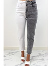 QUEEN HEART JEANS - GREY - TWO TONE JEANS - STRETCH MUM JEANS - 035