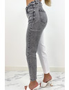 QUEEN HEART JEANS - GREY - TWO TONE JEANS - STRETCH MUM JEANS - 035