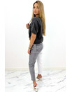 QUEEN HEART JEANS - GREY - TWO TONE JEANS - STRETCH MUM JEANS - 035