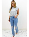 QUEEN HEART JEANS - BLUE - DESTROYED BOYFRIEND JEANS - 873