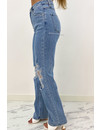 QUEEN HEART JEANS - BLUE - DESTROYED BOYFRIEND JEANS - 873